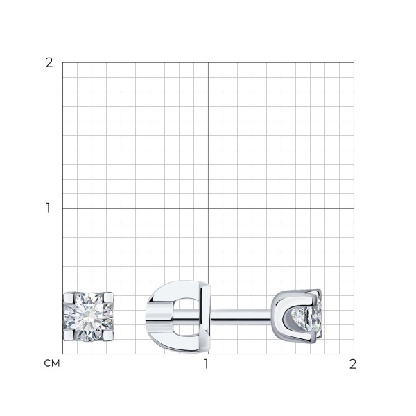 Серьги пусеты из белого золота с бриллиантами