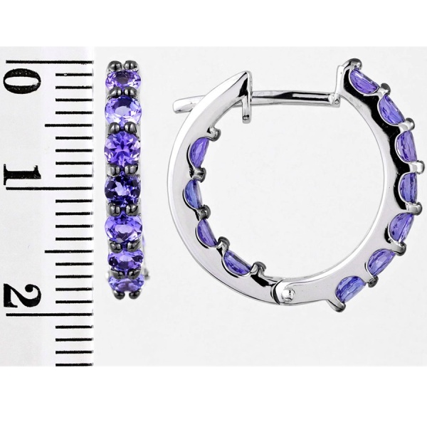 Серьги конго из белого золота с танзанитами