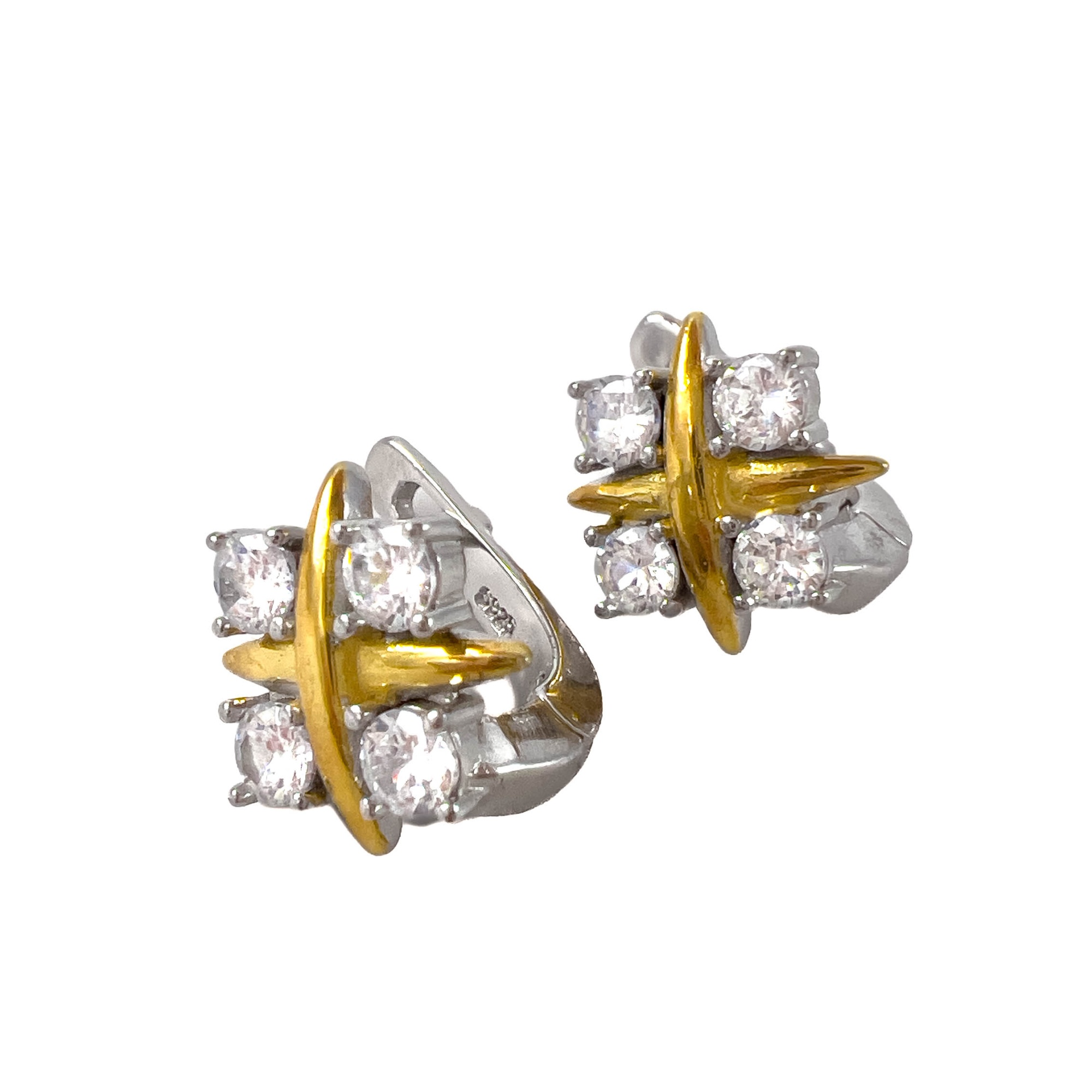 Серьги из серебра с цирконом и позолотой