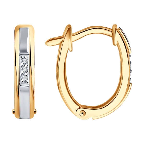 Серьги конго из красного золота с бриллиантами