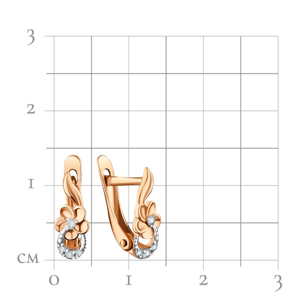 Серьги из красного золота с фианитами