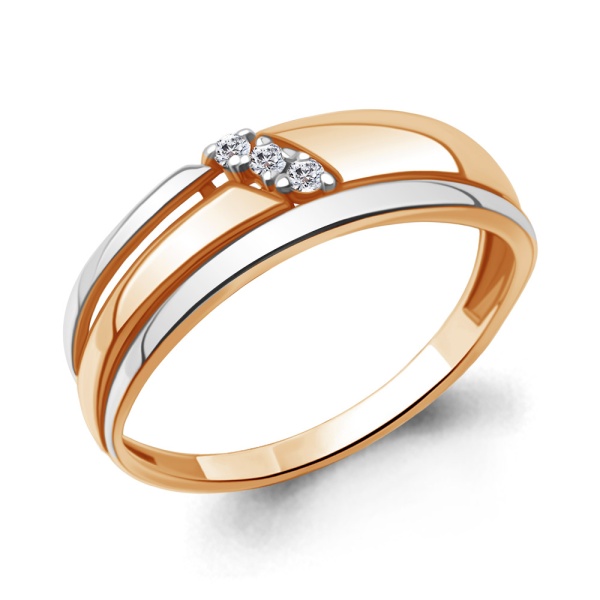 Кольцо из красного золота с фианитами