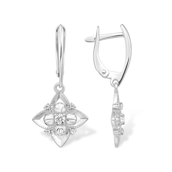 Серьги из серебра с фианитами