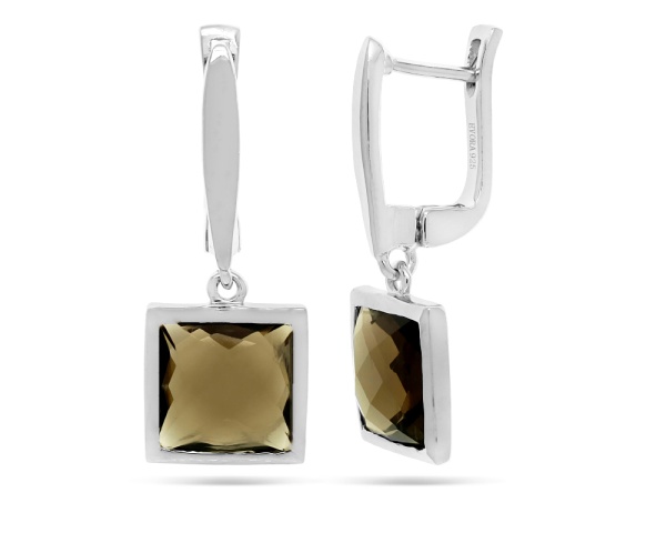 Серьги из серебра с раухтопазом