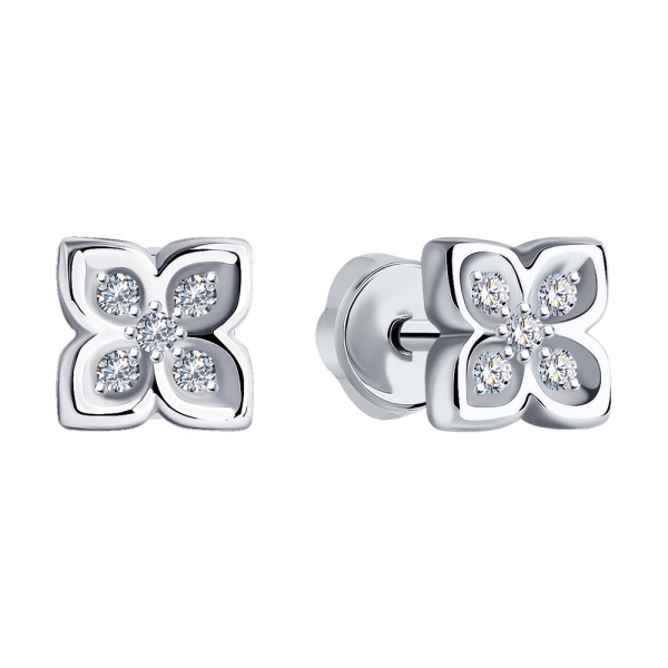 Серьги пусеты из золота с бриллиантами