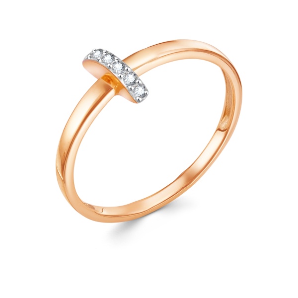 Кольцо из красного золота с фианитами