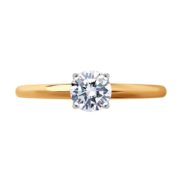 Кольцо из красного золота с фианитом