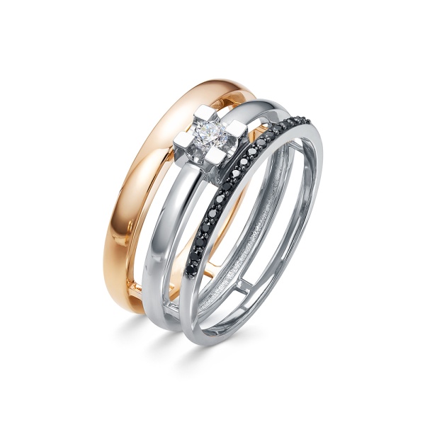 Кольцо из комбинированного золота с бриллиантами