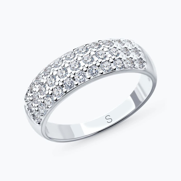 Кольцо из белого золота с фианитами