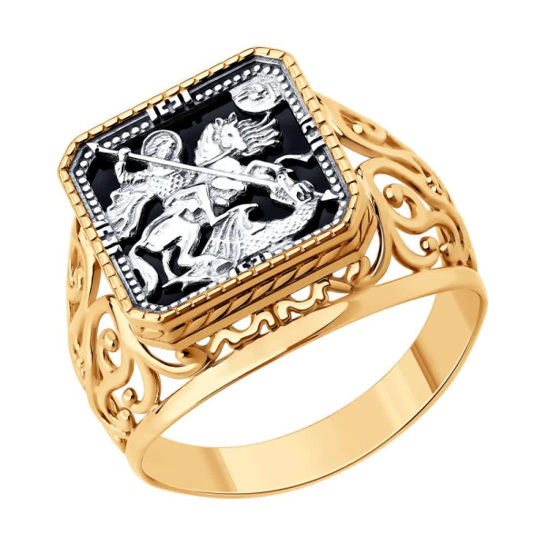 Печатка из красного золота с агатом