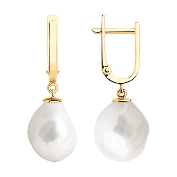 Серьги из красного золота с жемчугом