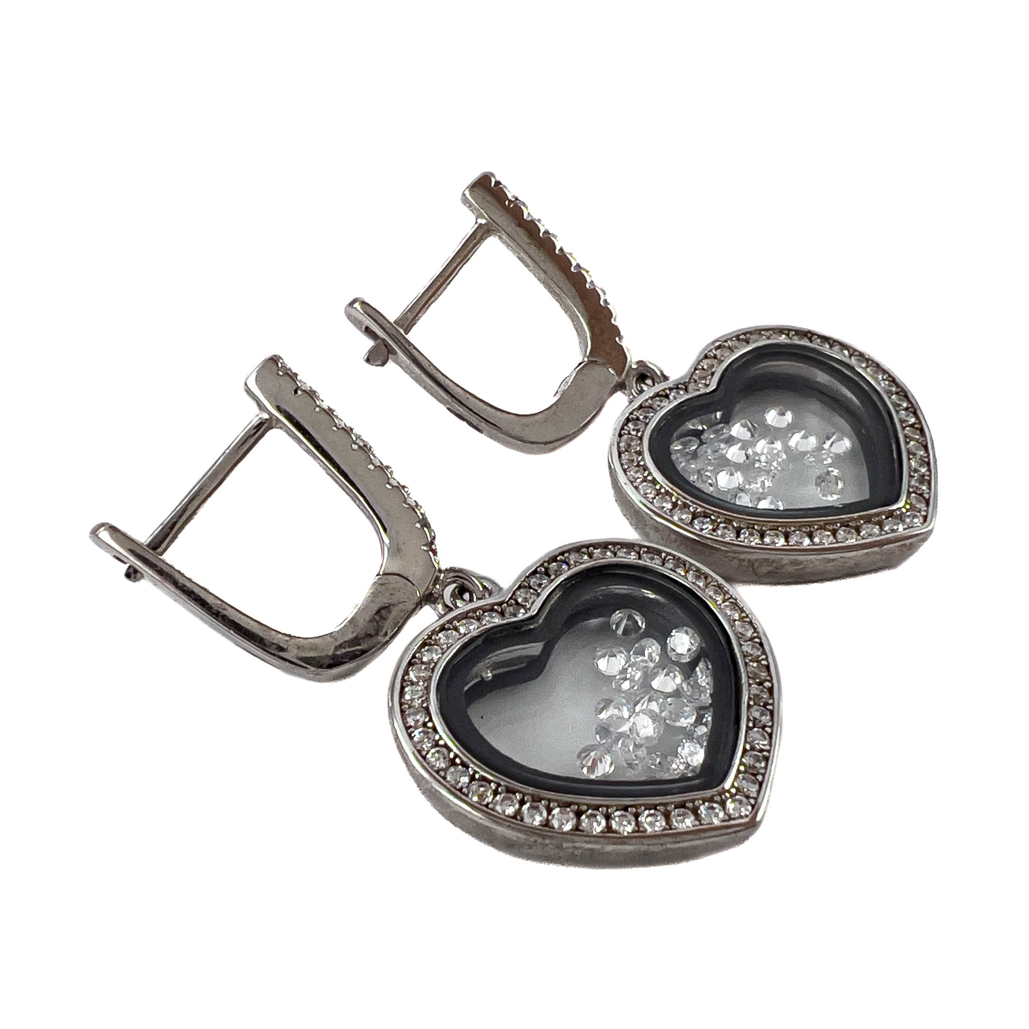 Серьги из серебра с цирконом и стеклом