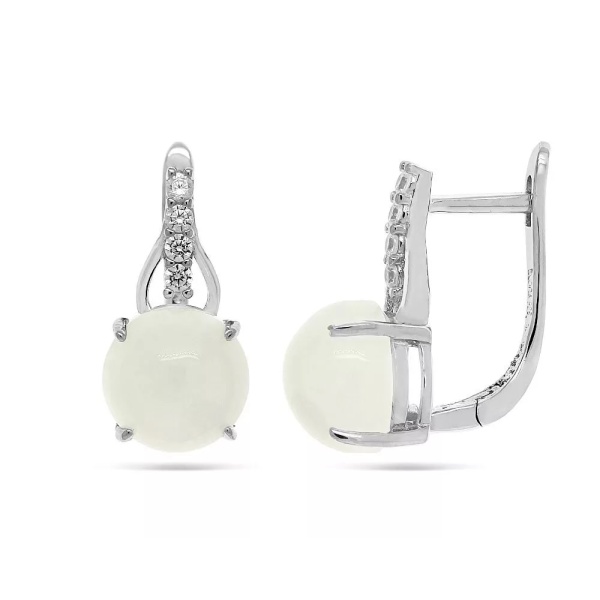 Серьги из серебра с халцедоном и цирконами