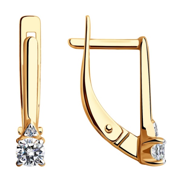 Серьги из красного золота с фианитами