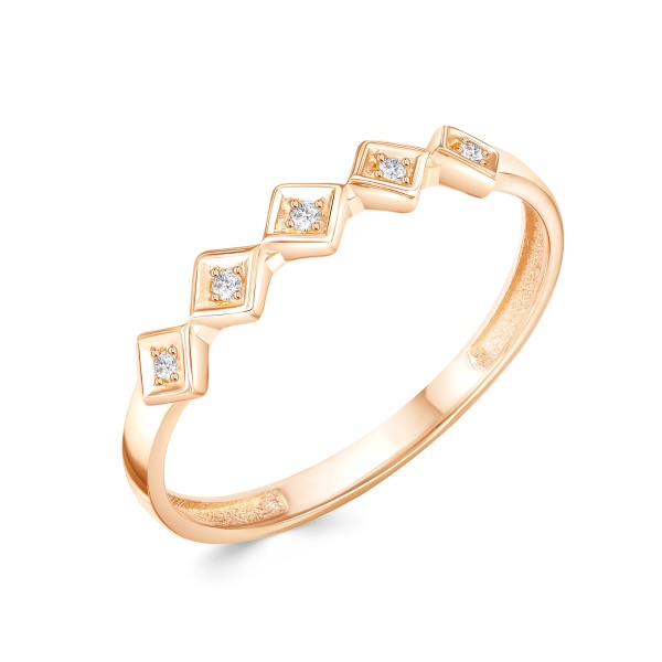 Кольцо из красного золота с фианитами