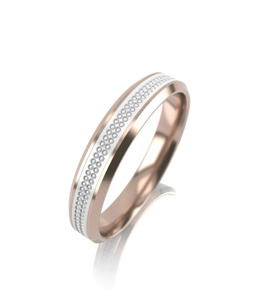 Обручальное кольцо из красного золота с керамикой