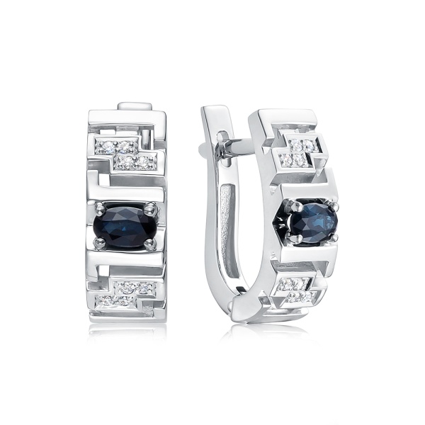 Серьги из белого золота с сапфирами и бриллиантами