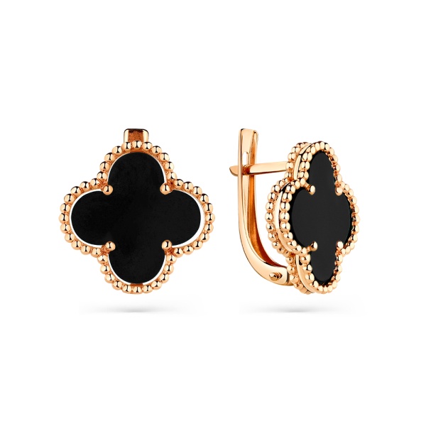Серьги из красного золота с агатами «Клевер»