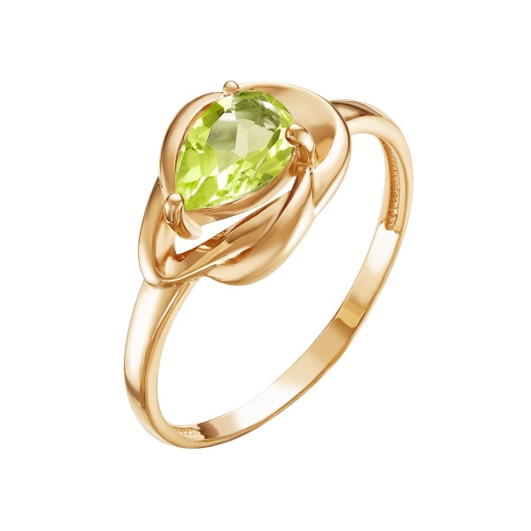 Кольцо из красного золота с хризолитом