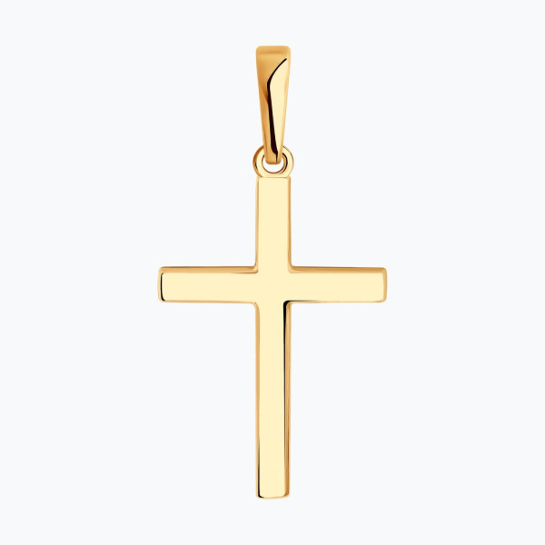Декоративный крестик из красного золота с бриллиантами