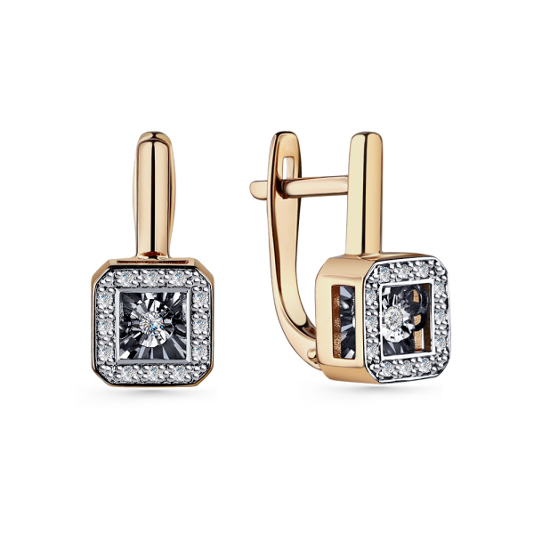 Серьги из красного золота с танцующим бриллиантом