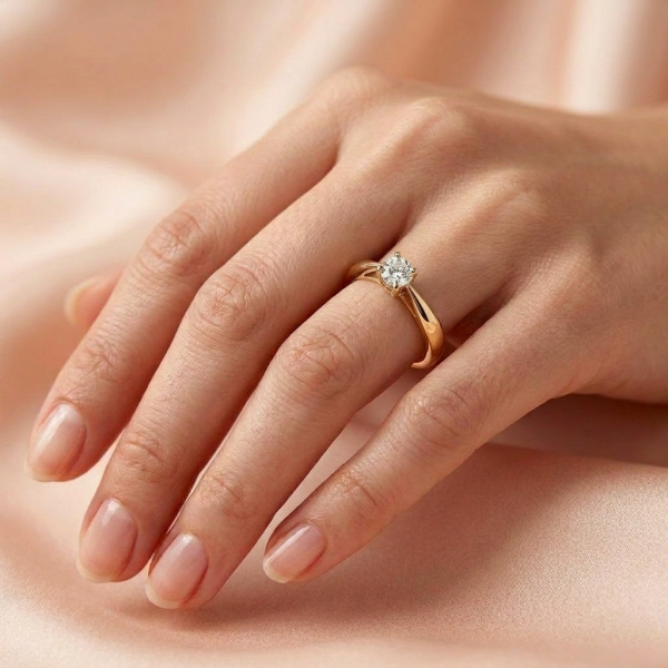 Кольцо из красного золота с бриллиантом