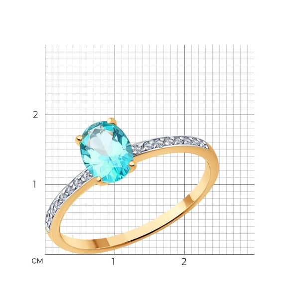 Кольцо из красного золота с топазом и фианитами