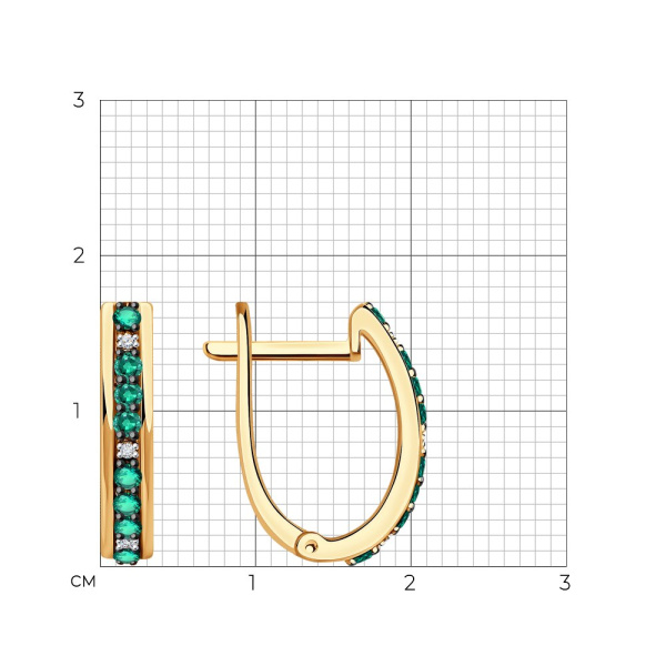 Серьги из красного золота с изумрудами и бриллиантами
