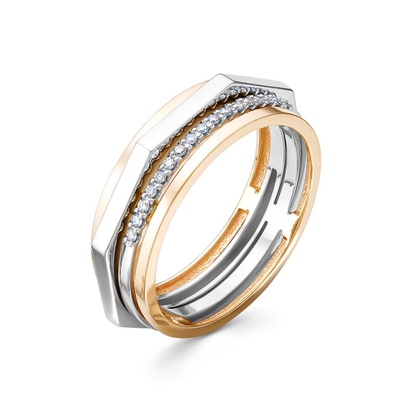 Кольцо из комбинированного золота с бриллиантами