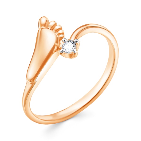 Кольцо из красного золота с фианитом