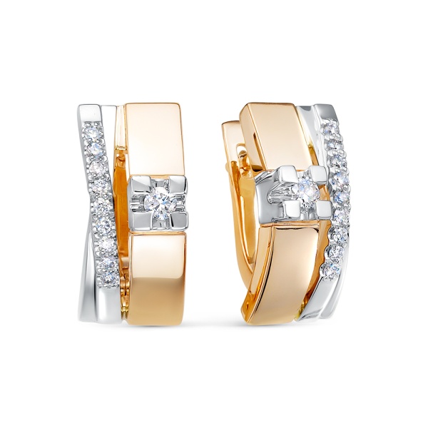 Серьги из красного золота с бриллиантами