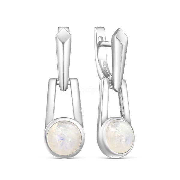 Серьги из серебра с лунным камнем