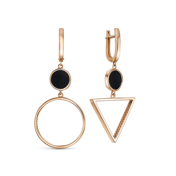 Серьги из красного золота с ониксом