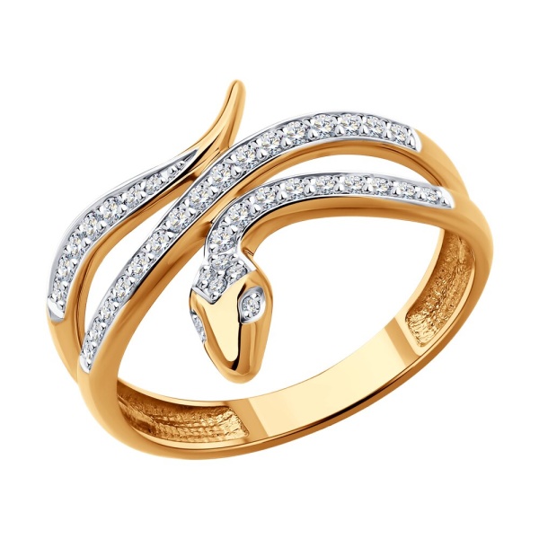 Кольцо из красного золота с бриллиантами