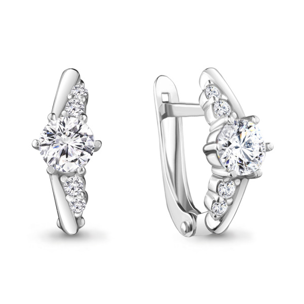 Серьги из серебра с фианитами