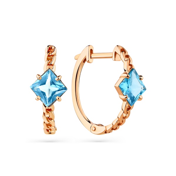 Серьги из красного золота с топазами