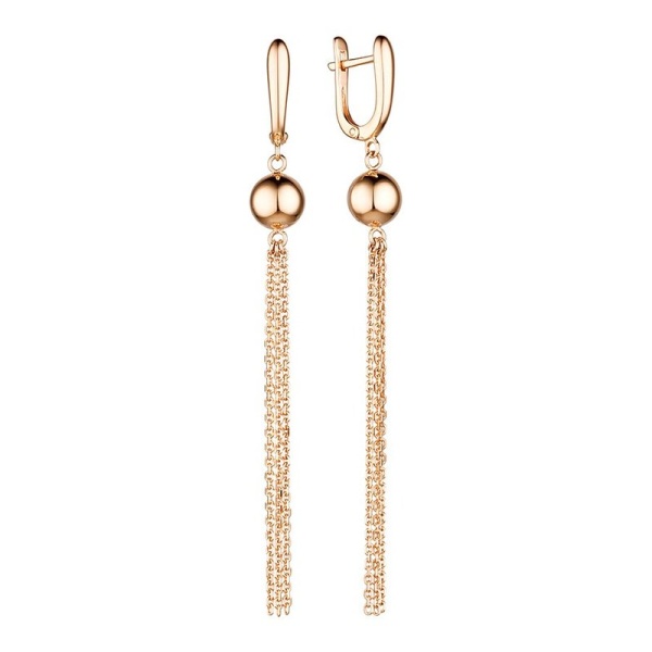 Серьги-цепочки из красного золота