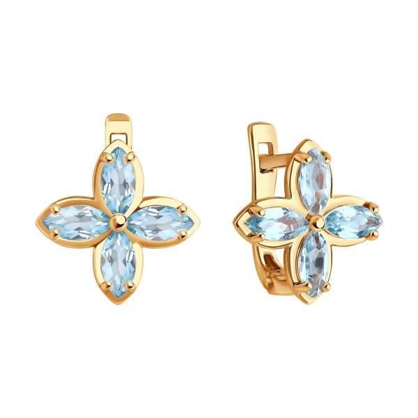 Серьги из красного золота с топазами