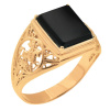Печатка из красного золота с черным агатом