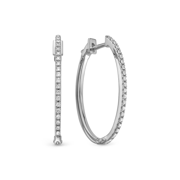 Серьги конго из белого золота с бриллиантами