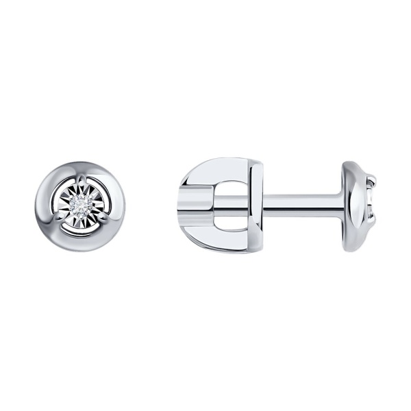 Серьги пусеты из золота с бриллиантами