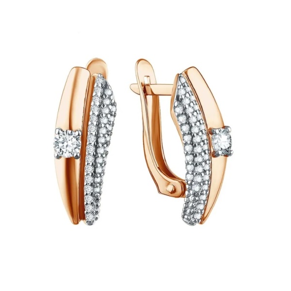 Серьги из красного золота с фианитами