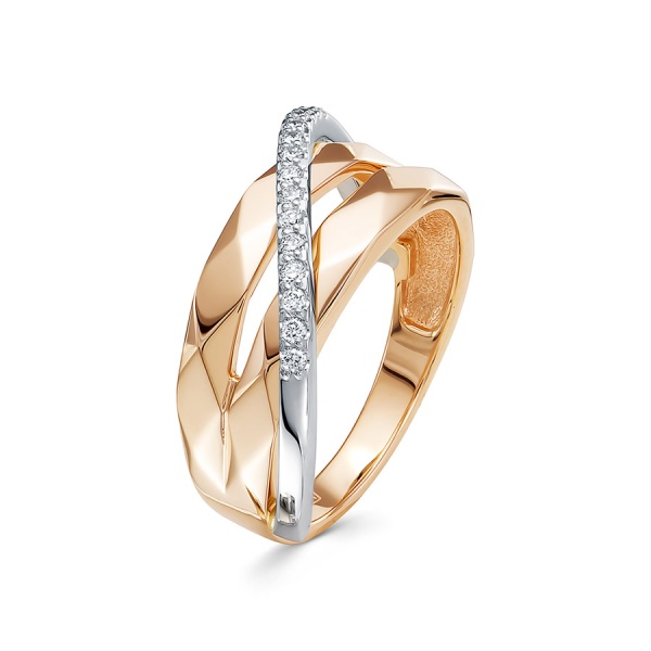 Кольцо из красного золота с бриллиантами