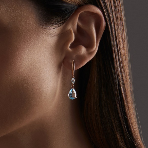 Серьги из красного золота с топазами