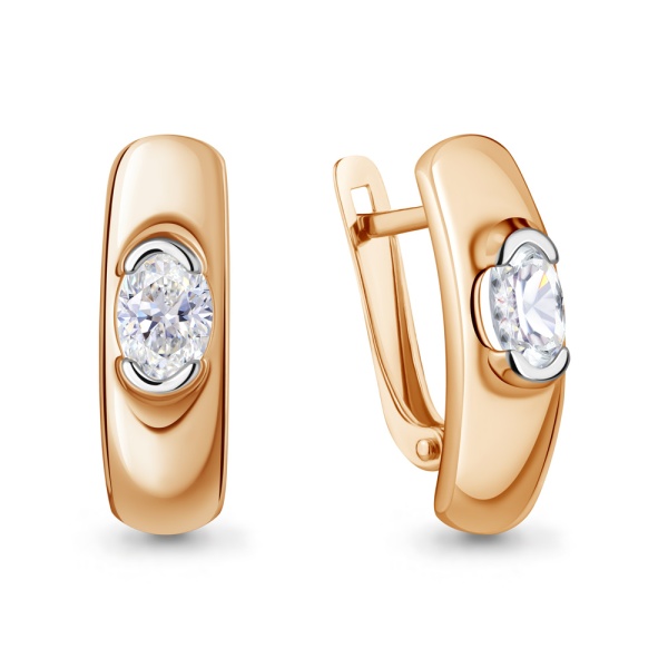 Серьги из красного золота с фианитами