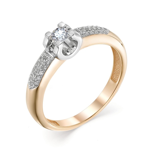 Кольцо из красного золота с бриллиантами