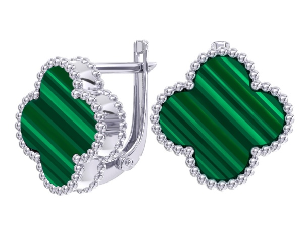 Серьги из серебра с малахитом