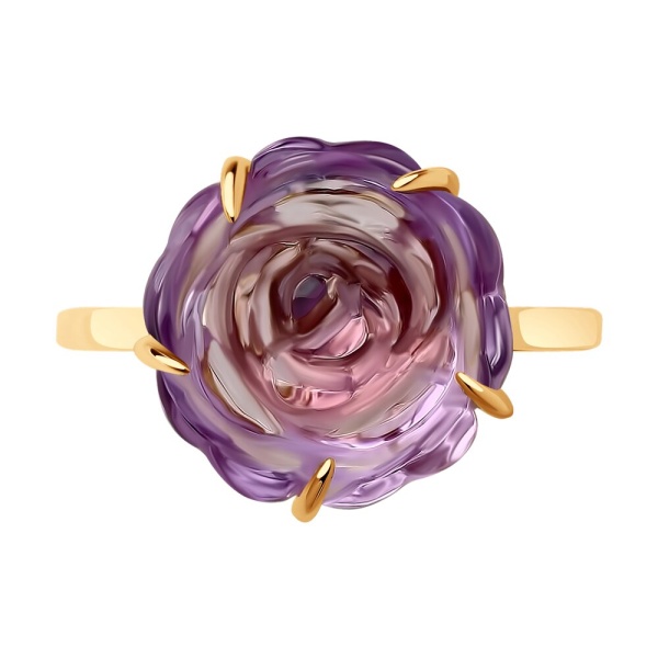 Кольцо из красного золота с аметистом