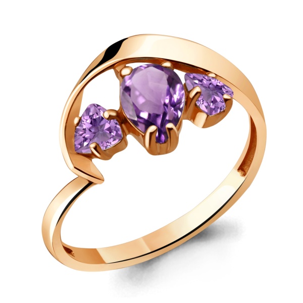 Кольцо из красного золота с аметистами