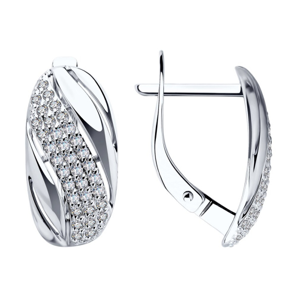 Серьги из белого золота с фианитами